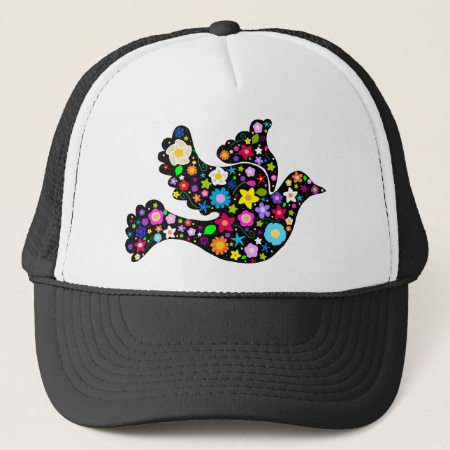 Summer Flowers Dove Trucker Hat (Front)