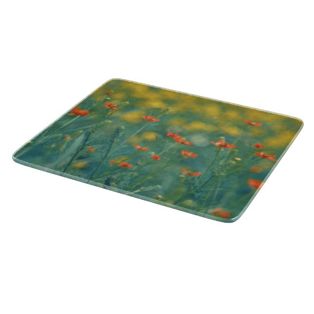 Summer Flowers (Floral Field) (Red Flowers) Cutting Board (Corner)