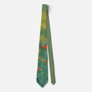 Summer Flowers (Floral Field) (Red Flowers) Neck Tie