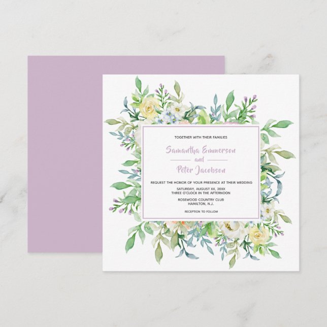 Summer Flowers Floral Wedding Invitation (Front/Back)