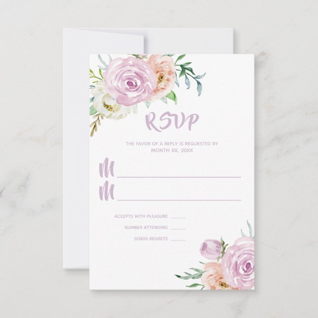 Summer Flowers Floral Wedding RSVP Card (Front)