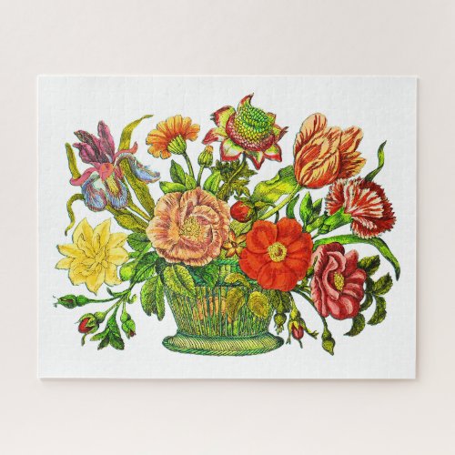 Summer Flowers in a Basket Vintage Art Jigsaw Puzzle