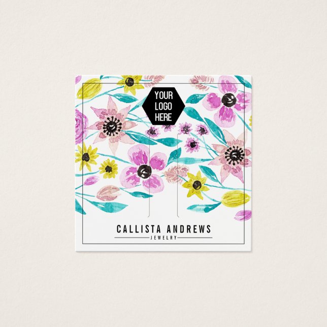 Summer Flowers Leaves Logo Hair Display Card (Front)