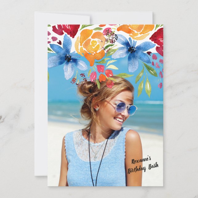 Summer Flowers Photo Invitation (Front)