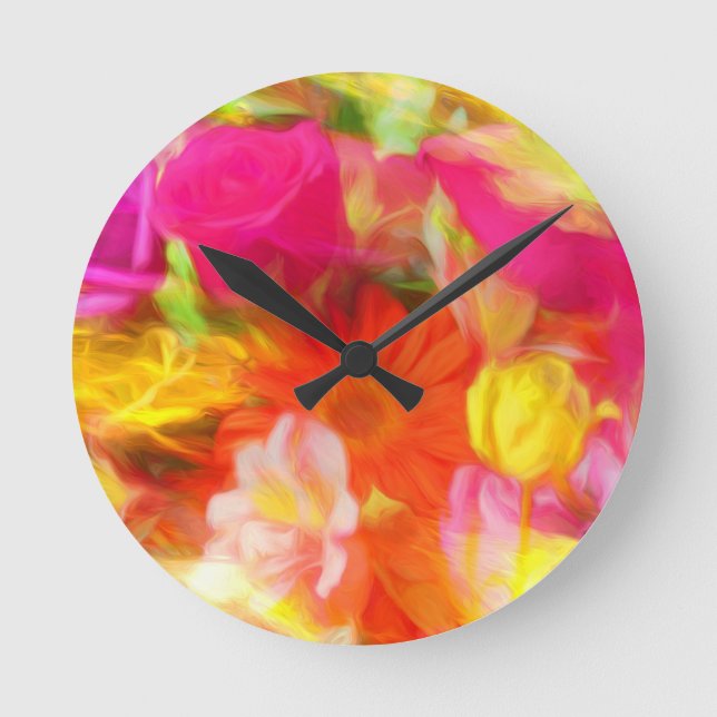 Summer Flowers Round Clock (Front)