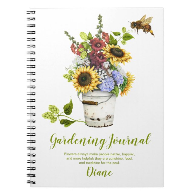 Summer Flowers Rustic Bucket Gardening Journal (Front)