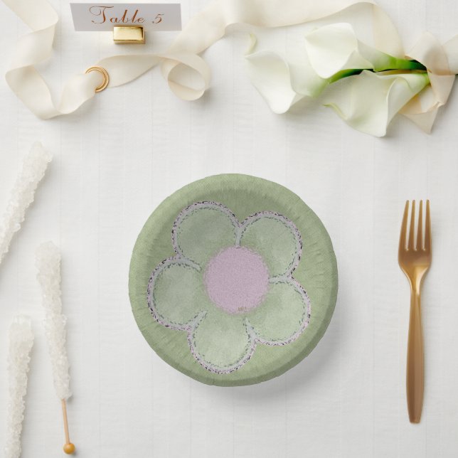 Summer Flowers Sage Paper Bowls (Wedding)