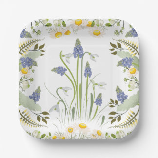 Summer Flowers Square Luncheon Plates