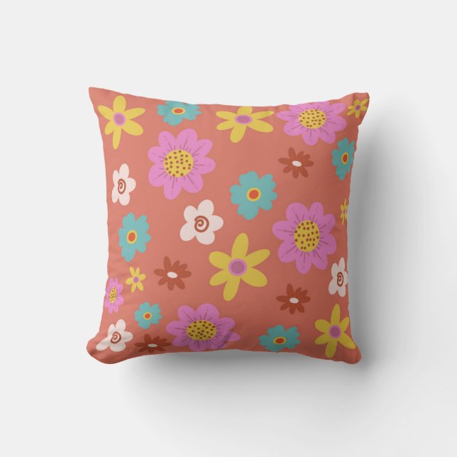 Summer Flowers Throw Pillow (Front)