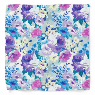 Summer Flowers Watercolors Colorful Illustration Bandana