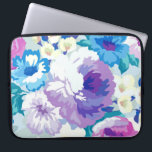 Summer Flowers Watercolors Illustration Laptop Sleeve<br><div class="desc">Trendy colorful summer flowers watercolors illustration with purple blue and white colors.</div>