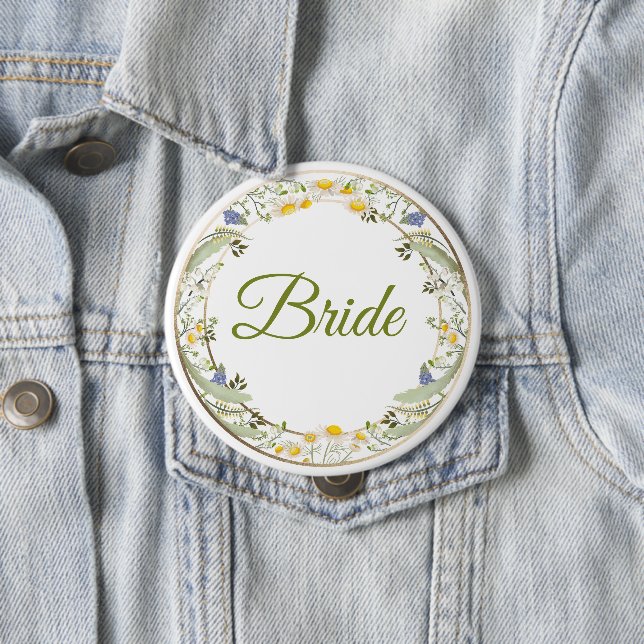 Summer Flowers Wedding Button - Customizable (In Situ)