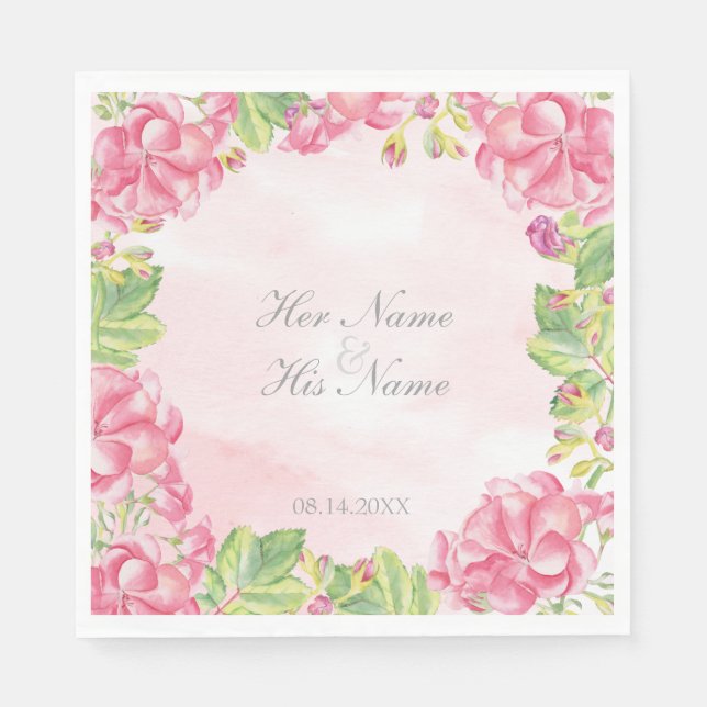 Summer Flowers Wedding Paper Napkins (Front)