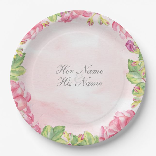 Summer Flowers Wedding Paper Plates (Front)