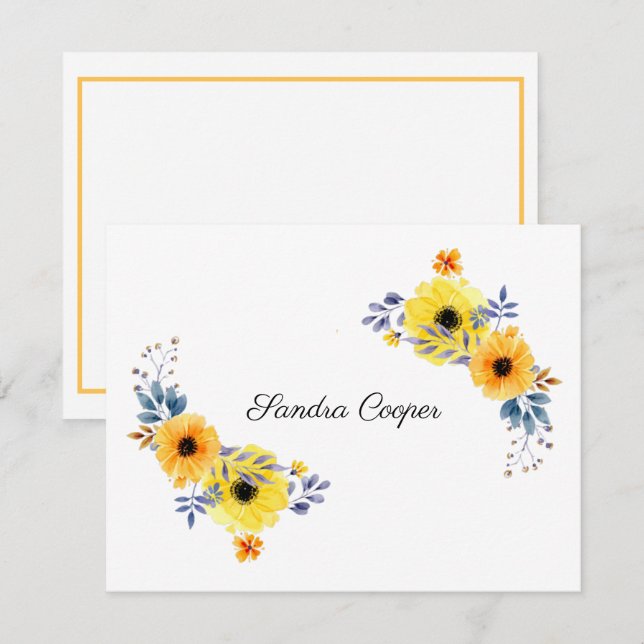 Summer Flowers Yellow From Your Desk A Personal Note Card (Front/Back)