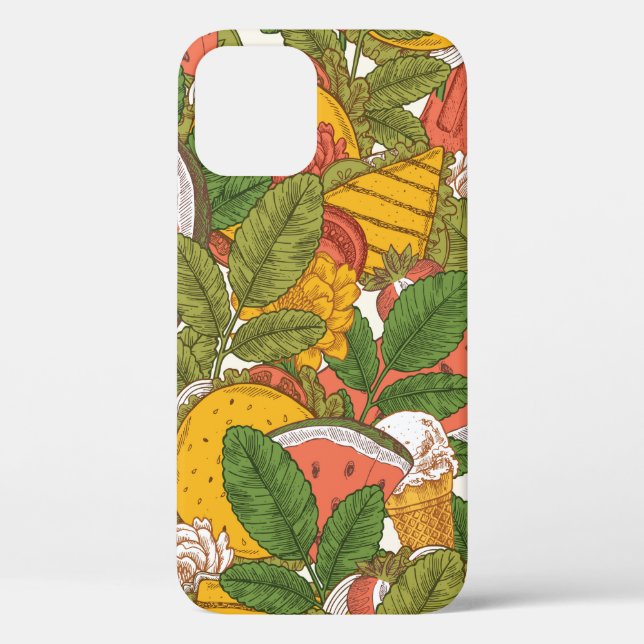 Summer food seamless pattern. Sanwiches,ice cream  Case-Mate iPhone Case (Back)