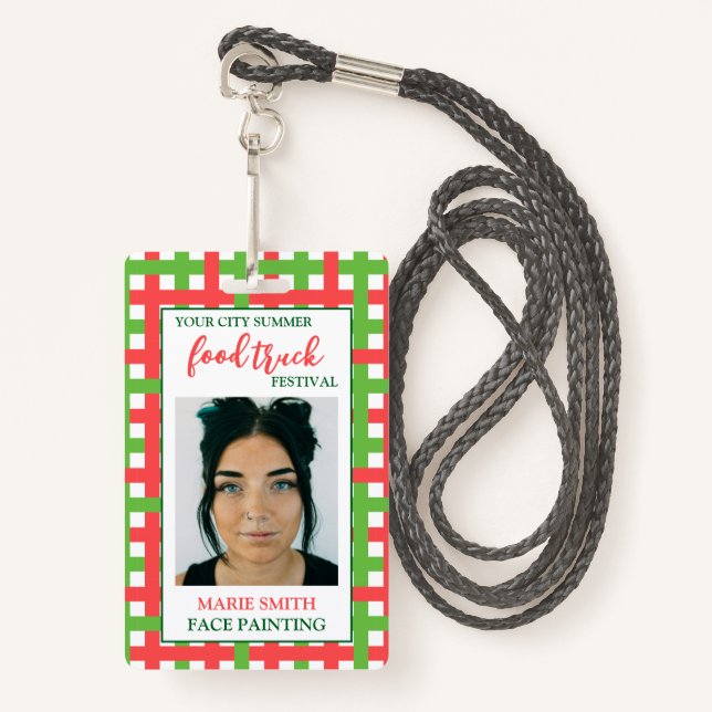 Summer Food Truck Festival ID Photo Employee Badge (Front with Lanyard)
