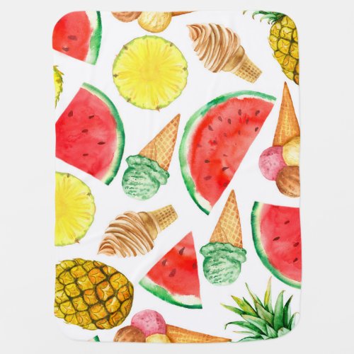 Summer Food Watermelon Ice_cream Baby Blanket