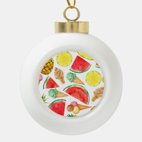 Summer Food Watermelon Ice_cream Ceramic Ball Christmas Ornament