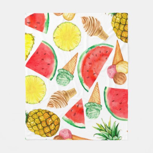 Summer Food Watermelon Ice_cream Fleece Blanket
