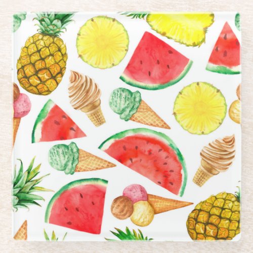Summer Food Watermelon Ice_cream Glass Coaster