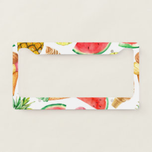 Summer Food: Watermelon Ice-cream License Plate Frame