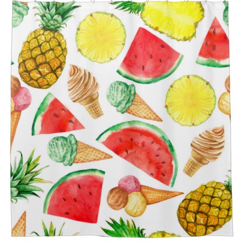 Summer Food Watermelon Ice_cream Shower Curtain