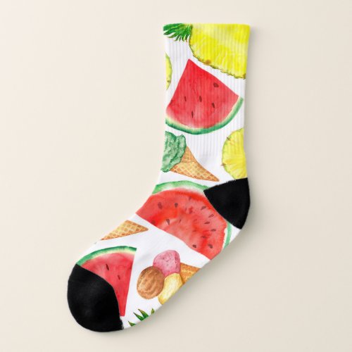 Summer Food Watermelon Ice_cream Socks