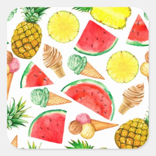 Summer Food Watermelon Ice_cream Square Sticker