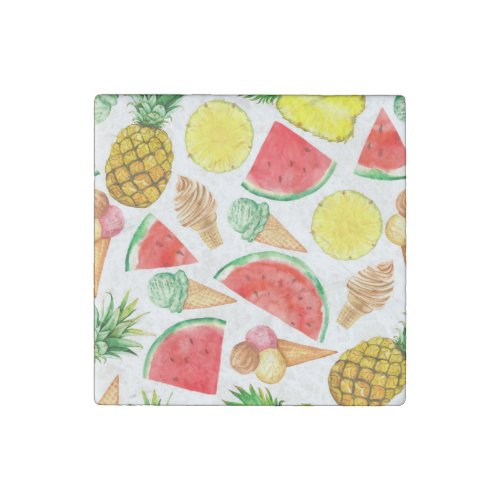 Summer Food Watermelon Ice_cream Stone Magnet