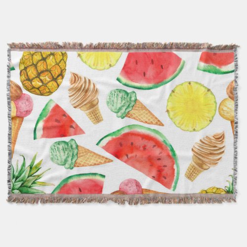 Summer Food Watermelon Ice_cream Throw Blanket