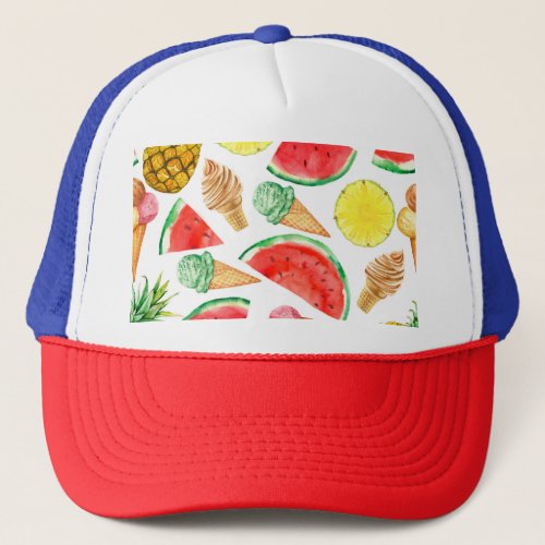 Summer Food Watermelon Ice_cream Trucker Hat