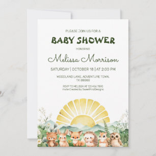 Summer Forest Animals Baby Shower Invitation