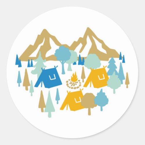 Summer Forest Camping Classic Round Sticker