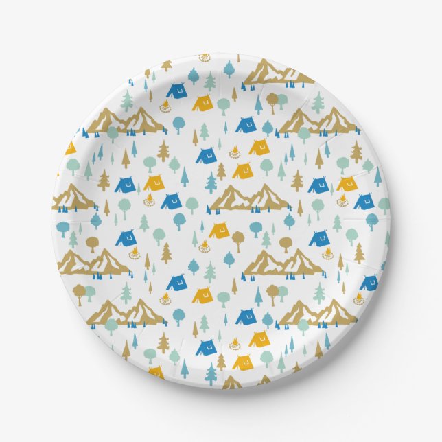 Summer Forest Camping Paper Plates (Front)