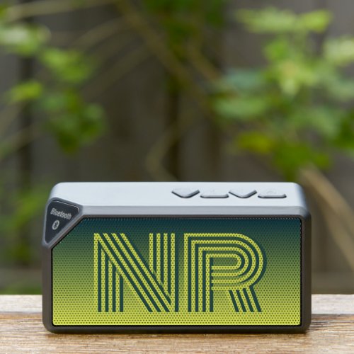 Summer Forest Green Yellow Gradient Retro Monogram Bluetooth Speaker