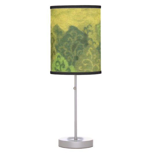 "Summer Forest", green & yellow landscape, trees Table Lamp (Front)