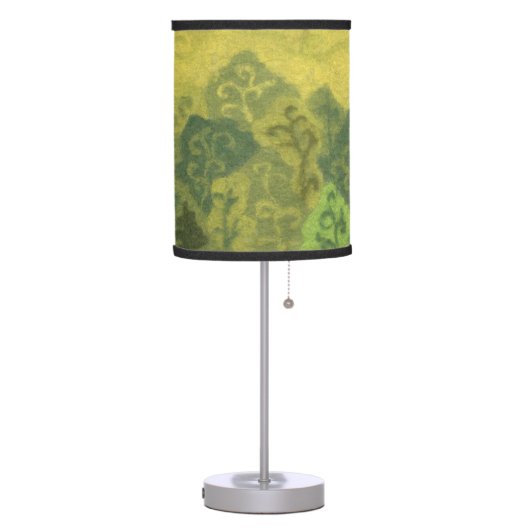 "Summer Forest", green & yellow landscape, trees Table Lamp (Left)