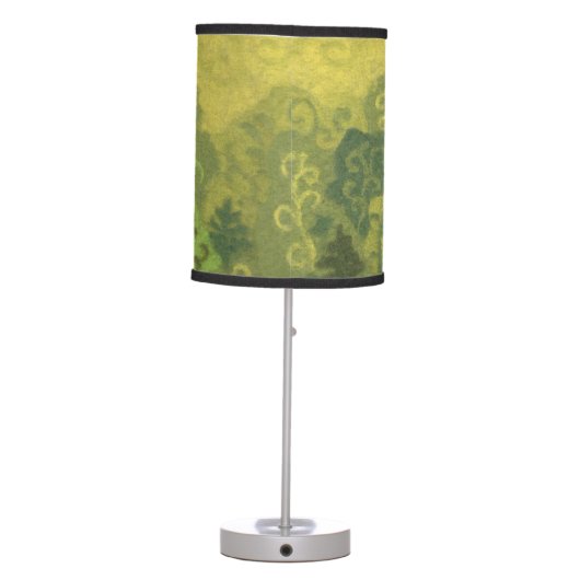 "Summer Forest", green & yellow landscape, trees Table Lamp (Back)