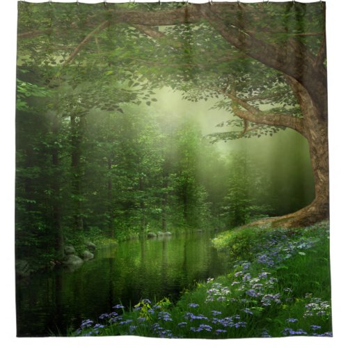 Summer Forest River Shower Curtain