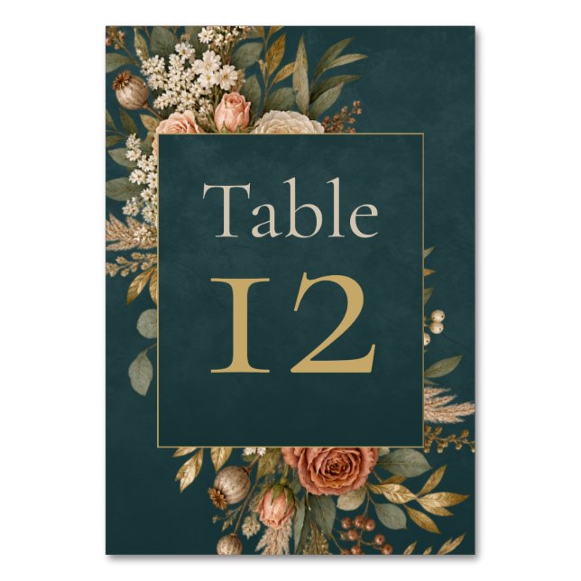 Summer Forest Witch Teal Table Number (Front)