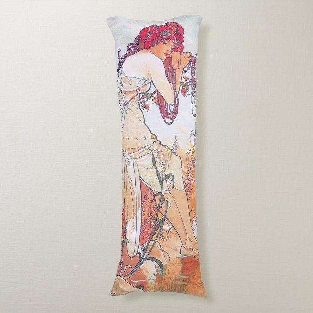 Summer (Four Seasons), Alphonse Mucha Body Pillow (Front Vertical)