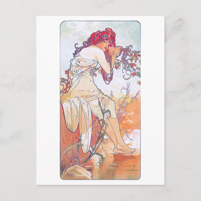 Summer (Four Seasons), Alphonse Mucha Postcard (Front)