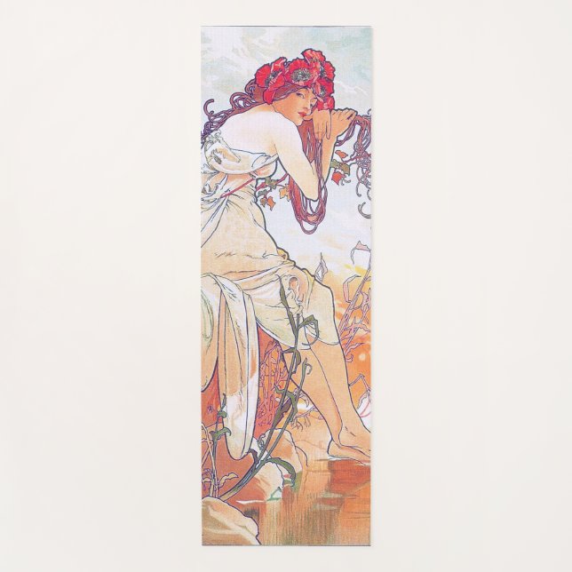 Summer (Four Seasons), Alphonse Mucha Yoga Mat (Front)