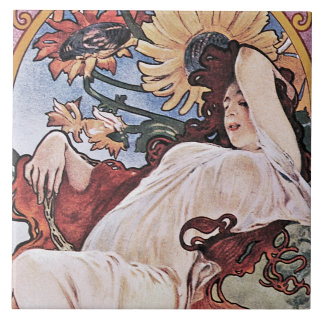 Summer (Four Seasons), Mucha Ceramic Tile (Front)