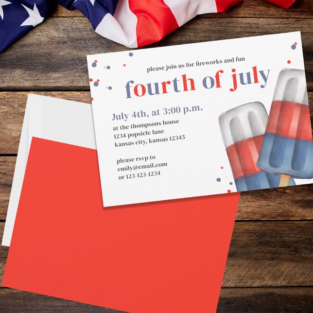 Summer Fourth of July Cute Custom Invitation (Creator Uploaded)