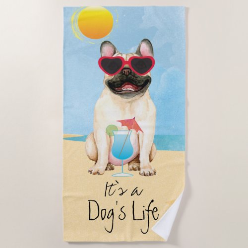 Summer French Bulldog Beach Towel