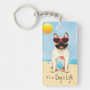 Summer French Bulldog Keychain
