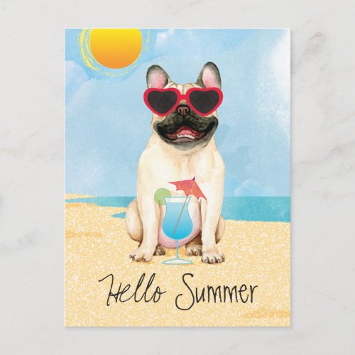 Summer French Bulldog Postcard