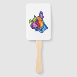 Summer French Bulldog Puppy Colourful Hand Fan